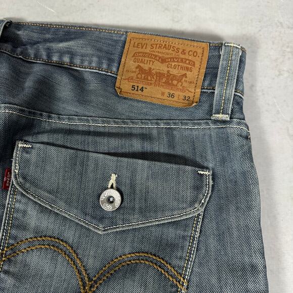 Levi’s 514 Slim Straight Jeans Medium Wash Flap Pocket - Size: 36x32 - Picture 8 of 9